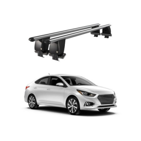 Hyundai - Bare transversale portbagaj auto aluminiu compatibile plafon neted Hyundai Accent V HC Hatchback 2017-> argintii sau negre