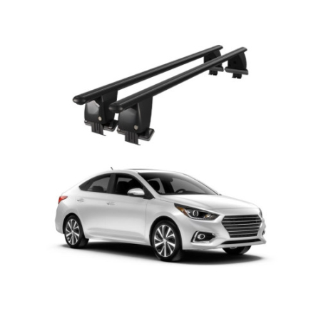 Bare transversale portbagaj auto aluminiu compatibile plafon neted Hyundai Accent V HC Hatchback 2017-> argintii sau negre [1]