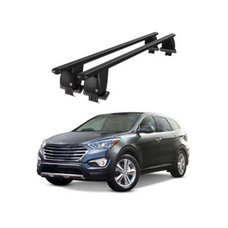 Bare transversale portbagaj auto aluminiu compatibile plafon neted Hyundai Santa Fe DM NC 2012-2018 argintii sau negre [1]