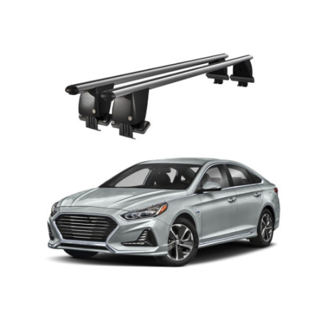 Accesorii pentru exterior - Bare transversale portbagaj auto aluminiu compatibile plafon neted Hyundai Sonata VII LF 2015-2019 argintii sau negre