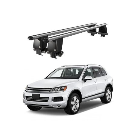 Accesorii pentru exterior - Bare transversale auto aluminiu compatibile plafon neted Volkswagen Touareg II 7P 2010-2013 argintii sau negre