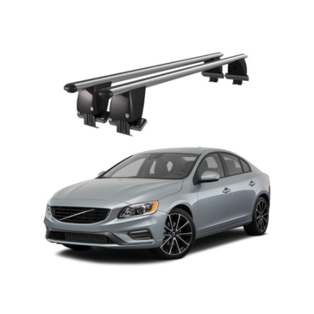 Accesorii pentru exterior - Bare transversale portbagaj auto aluminiu compatibile plafon neted Volvo S60 Y20 2010-2018 argintii sau negre
