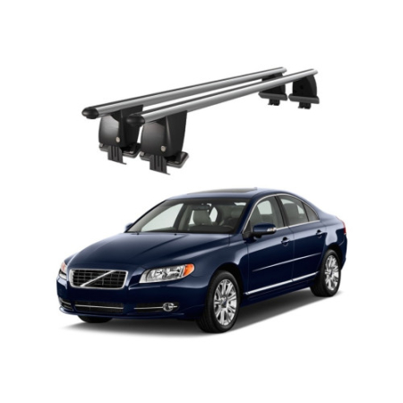 Accesorii pentru exterior - Bare transversale portbagaj auto aluminiu compatibile plafon neted Volvo S80 2006-2016 argintii sau negre