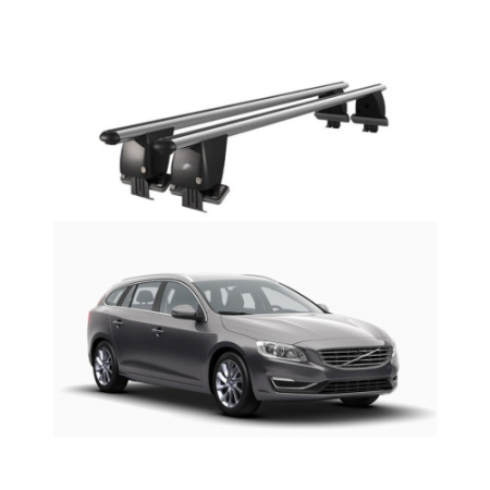 Accesorii pentru exterior - Bare transversale portbagaj auto aluminiu compatibile plafon neted Volvo V60 2010-2011 argintii sau negre