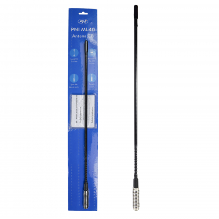 Import - Bax 50 bucati antene CB PNI ML40, lungime 57 cm, cu adaptor filetat tata-tata M6 la M5 inclus