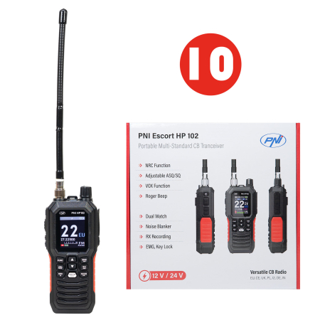 Electronice si electrice auto - Bax cu 10 buc Statie radio CB portabila PNI Escort HP 102 multi standard, ASQ, 4W, 12V-24V, NRC, Dual Watch, Roger Beep
