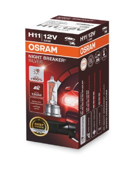 Becuri Auto - Bec 12V H11 55 W Night Breaker Silver +100% Osram