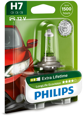 Becuri Auto - Bec Far H7 55W 12V Longer Life Ecovision (Blister 1Buc) Philips