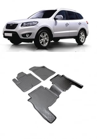 Covorase auto dedicate din cauciuc - Set covorase cauciuc tip tavita Hyundai SANTA FE (CM) (2010-2012)