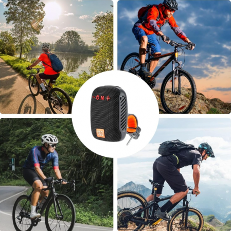 Electronice si electrice auto - Boxă Bluetooth portabilă cu radio, card de memorie, AUX, USB și suport pentru bicicletă și motocicletă, Neagră