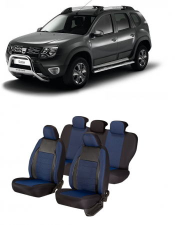 Set huse scaune compatibile Dacia Duster 2010-2017 Piele + Textil (Compatibile cu sistem AIRBAG) [0]
