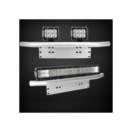 Bullbar aluminiu tip suport numar si proiectoare argintiu [1]