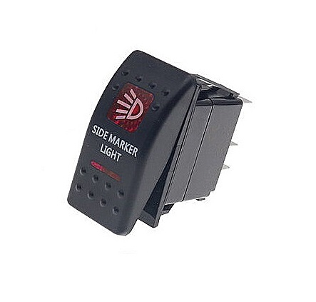 Butoane - Buton comutator Intrerupator auto ON/OFF "SIDE MARKER LIGHT" cu martor luminos roșu - 12V/24V, rezistent la apă