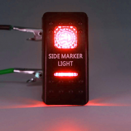 Buton comutator Intrerupator auto ON/OFF "SIDE MARKER LIGHT" cu martor luminos roșu - 12V/24V, rezistent la apă [3]
