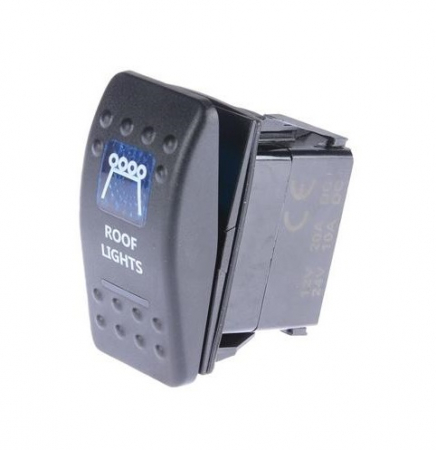 Butoane - Buton comutator, intrerupator auto ROOF LIGHTS ON/OFF cu martor luminos - 12V/24V, rezistent la apă