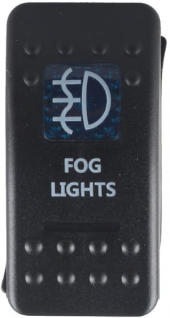 Buton comutator Intrerupator ON/OFF "FOG LIGHTS" cu martor luminos albastru - 12V/24V, rezistent la apă [4]