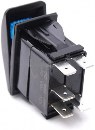 Buton comutator Intrerupator ON/OFF "FOG LIGHTS" cu martor luminos albastru - 12V/24V, rezistent la apă [5]