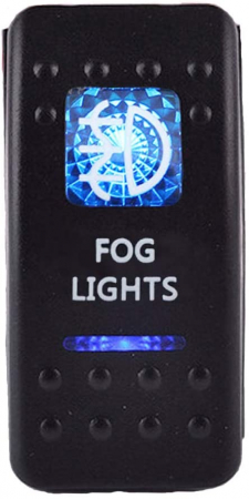 Buton comutator Intrerupator ON/OFF "FOG LIGHTS" cu martor luminos albastru - 12V/24V, rezistent la apă [7]