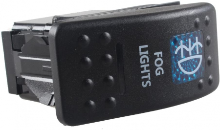 Buton comutator Intrerupator ON/OFF "FOG LIGHTS" cu martor luminos albastru - 12V/24V, rezistent la apă [6]