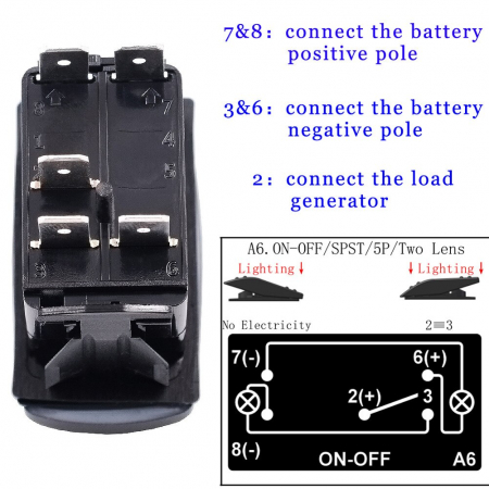 Buton comutator Intrerupator ON/OFF "HIGH BEAM" cu martor luminos roșu - 12V/24V, rezistent la apa [5]