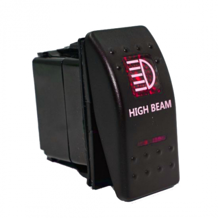 Butoane - Buton comutator Intrerupator ON/OFF "HIGH BEAM" cu martor luminos roșu - 12V/24V, rezistent la apa