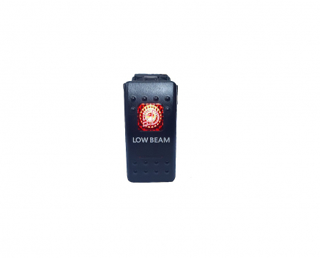 Buton comutator Intrerupator ON/OFF "LOW BEAM" cu martor luminos roșu - 12V/24V, rezistent la apă [1]