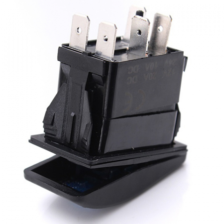 Buton comutator Intrerupator ON/OFF "REAR LIGHTS" cu martor luminos albastru - 12V/24V, rezistent la apă [2]