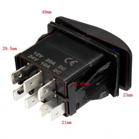 Buton  Intrerupator, Comutator, Аuto-reciproc, De Moment ON OFF, Auto, 12V 24V, cu LED Panou, Lumina Albastru, WINCH , 7 Pin [2]