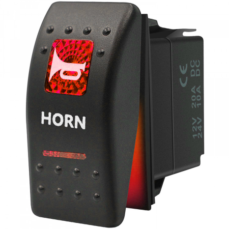 Electronice si electrice auto - Buton  Intrerupator, Comutator, ON OFF, Auto, 12V 24V, cu LED Panou, Lumina Rosie, HORN
