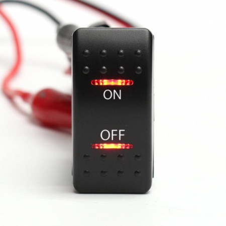 Accesorii electronice auto - Buton Intrerupator, Comutator, ON OFF, Auto, 12V 24V, cu LED Panou, Lumina Rosie, Universal ON/OFF