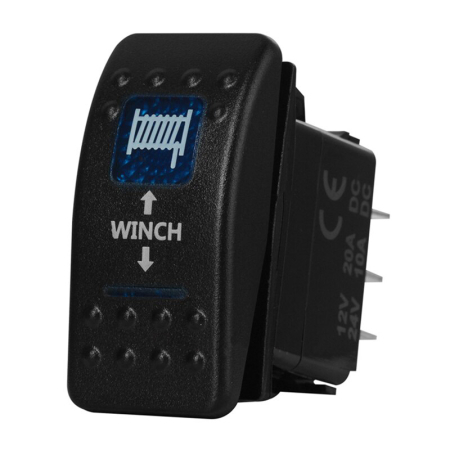 Accesorii electrice auto - Buton Intrerupator, Comutator, Аuto-reciproc, De Moment ON OFF, Auto, 12V 24V, cu LED Panou, Lumina Albastru, WINCH , 7 Pin