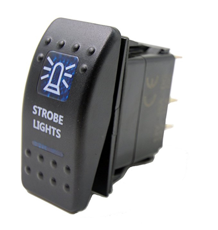 Panou intrerupatore Priza - Buton  Intrerupator, Comutator, ON OFF, Auto, 12V 24V, cu LED Panou, Lumina Albastra, STROBE LIGHTS