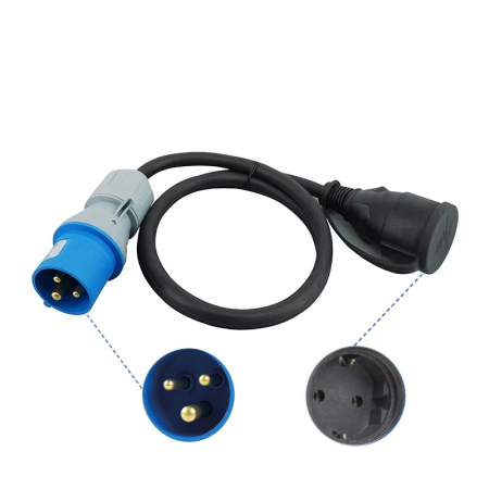 Accesorii Remorca - Cablu adaptor CEE la Schuko 30cm - IP44 pentru camping, rulote si utilizare in exterior 3x2,5mm² (230V, 16A)