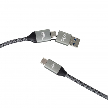 Cablu date si incarcare PNI CD600 USB Type-C la Type-C 60W + adaptor USB Type-C la USB-A, lungime 1m [10]