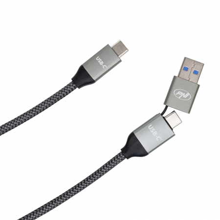 Cablu date si incarcare PNI CD600 USB Type-C la Type-C 60W + adaptor USB Type-C la USB-A, lungime 1m [7]