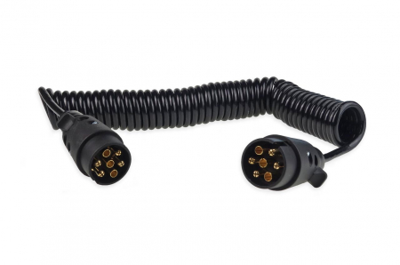 Accesorii Remorca - Cablu spiralat de alimentare 6 metri cu 2 conectori cu 7 pini pentru remorci și rulote
