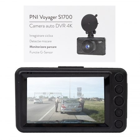 Camera auto DVR PNI Voyager S1700 4K UHD, ecran 3 inch, inregistrare ciclica, monitorizare parcare, detectie miscare, alimentare 12V/24V [17]