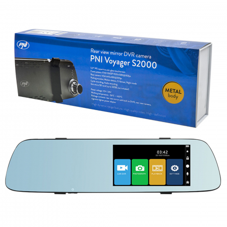 Camera auto DVR PNI Voyager S2000 Full HD incorporata in oglinda retrovizoare 1080P 170 grade, 5 inch, touchscreen IPS, aplicat pe oglinda retrovizoare si camera de mers inapoi 120 grade VGA, mod noap [16]