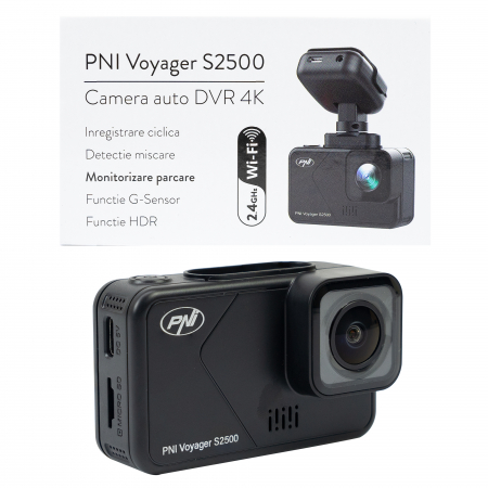 Camera auto DVR PNI Voyager S2500 WiFi, 4K UHD, ecran 2 inch, inregistrare ciclica, monitorizare parcare, detectie miscare, inregistrare video si audio, alimentare 12V/24V [1]