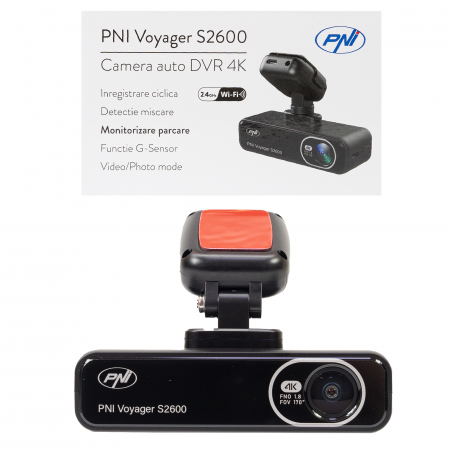 Camera auto DVR PNI Voyager S2600 WiFi, 4K Ultra HD, GPS, fara display, functie Monitorizare parcare, G-sensor, inregistrare video si audio, alimentare 12V/24V [10]