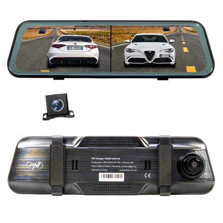 Camera auto DVR PNI Voyager S2800 UHD 4K 170° incorporata in oglinda retrovizoare, 9.66 inch, touchscreen IPS, monitorizare parcare, G-Sensor, slot card micro SD, USB-C, functie GPS, Wi-Fi, control di [6]