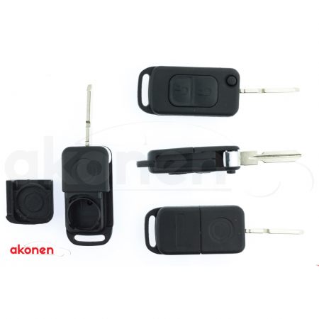 Carcase chei auto - Carcasa Cheie Contact Pentru Mercedes Classe A (W168) / Classe C (W202 / W203) / Classe E (W210) / Classe G (W461), 2 Butoane, Cu Cheie