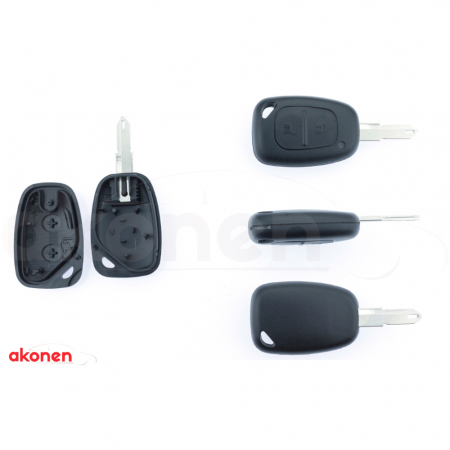 Carcase chei auto - Carcasa Cheie Contact Pentru Renault Clio / Kangoo / Master / Modus / Trafic, 2 Butoane, Cu Cheie