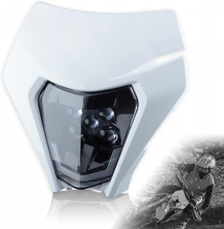 Carena si far LED fata pentru motociclete, Alba, cu faza scurta si lunga – Model universal pentru ENDURO / Trail / Streetfighter [3]
