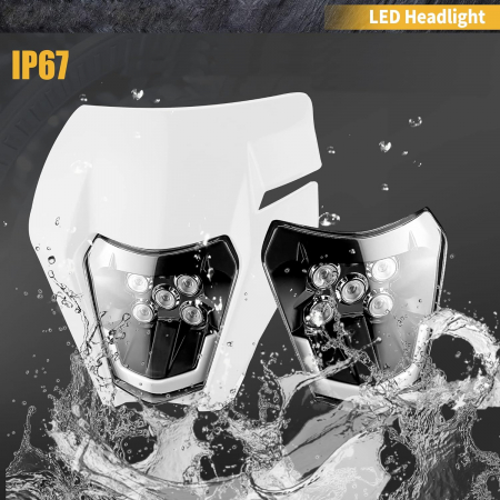 Carena si far LED fata pentru motociclete, Alba, cu faza scurta si lunga – Model universal pentru ENDURO / Trail / Streetfighter [8]
