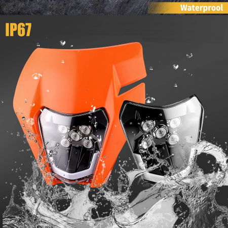 Carena si far LED fata pentru motociclete, portocalie, cu faza scurta si lunga – Model universal pentru ENDURO / Trail / Streetfighter [8]