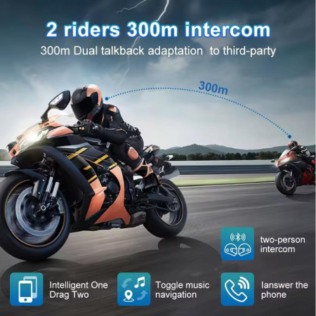 Cască Bluetooth fără fir pentru cască de motocicletă, interfon bidirecțional cu reducere inteligentă a zgomotului, multifuncțională, rezistentă la apă [9]