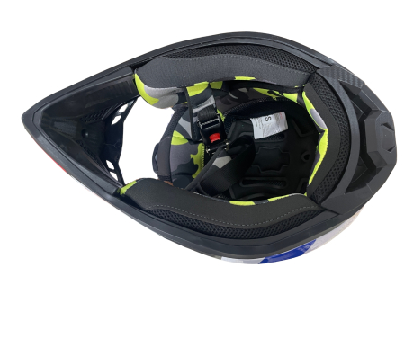 Casca copii Motocross - Enduro pentru motocicleta, ATV, bicicleta - marimea S (49-50 cm), alba cu design galben-albastru [3]