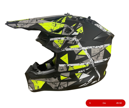 Noutati Flexzon - Casca copii Motocross - Enduro pentru motocicleta, ATV, bicicleta - marimea S (49-50 cm), negru mat cu design galben neon