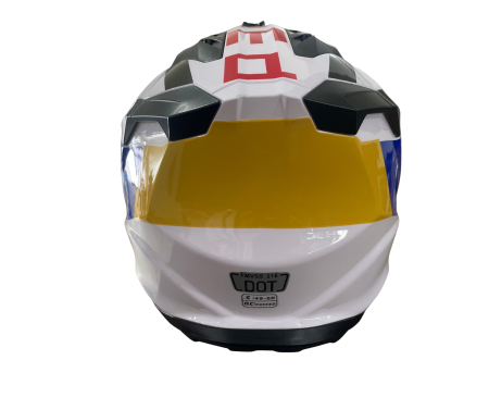 Casca copii Motocross - Enduro pentru motocicleta, ATV, bicicleta - marimea XS (47-48 cm), alba cu design galben-albastru [1]